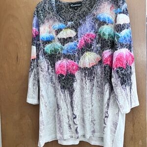 Women's Multicolor Umbrella Print Top